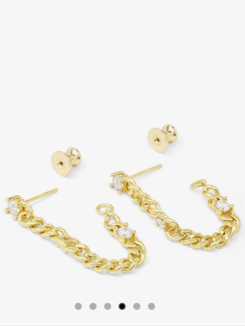 New! Julian Triple Diamond 4mm Gold Soft Chain Hoops - Picture 4 of 5